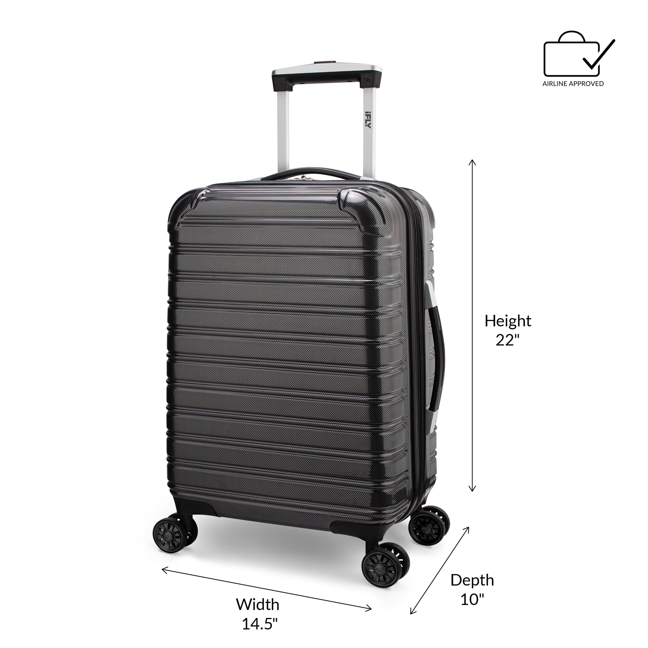 iFLY Hardside Luggage Fibertech 20 Inch Carry-on Luggage, Black