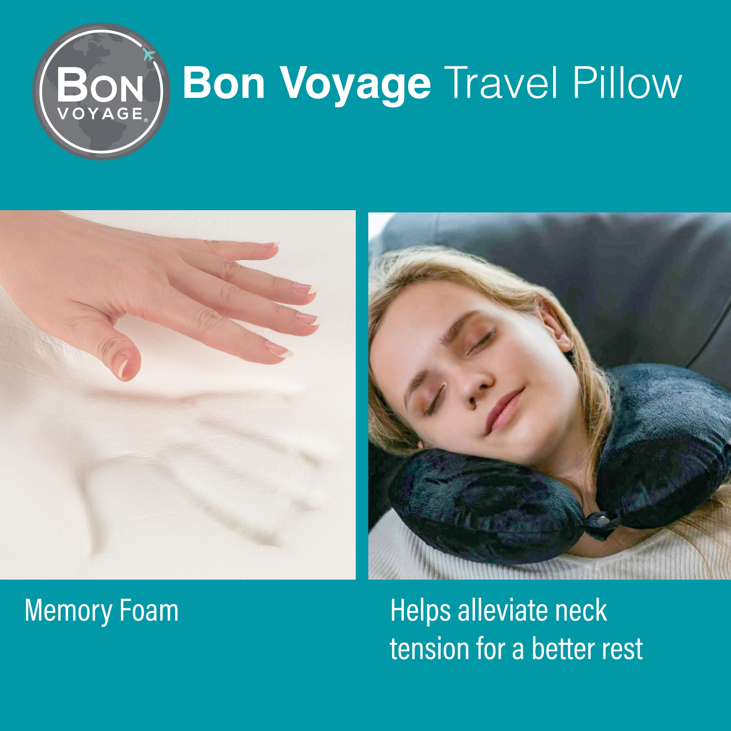 Burgundy Bon Voyage Memory Foam Neck Pillow