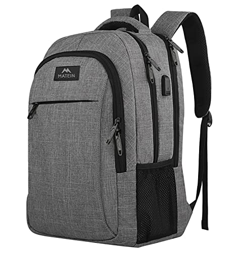 Matein Austere Grey Laptop Backpack with Anti-Theft