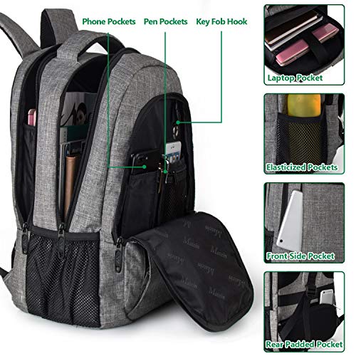 Matein Austere Grey Laptop Backpack with Anti-Theft