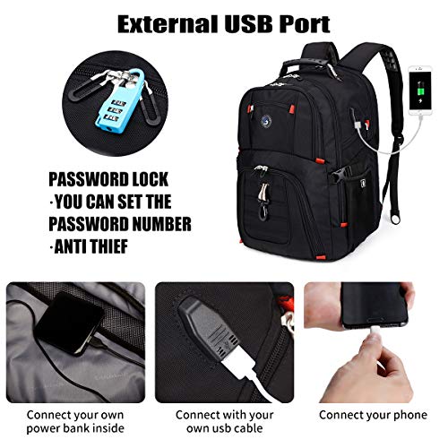 52L Travel Laptop Backpack with USB Charging