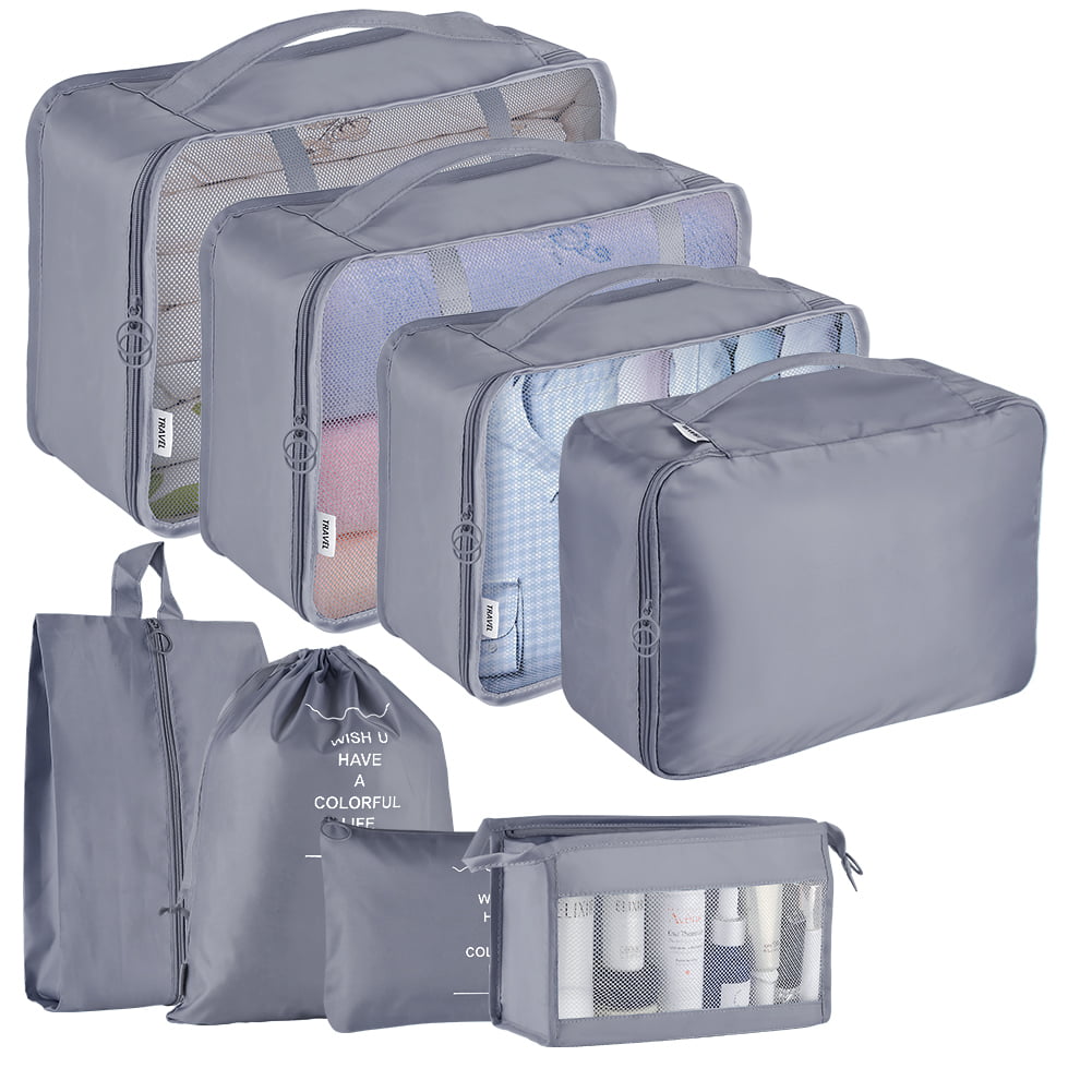 Travel Organizer Set: 8pcs Packable, Lightweight Cubes