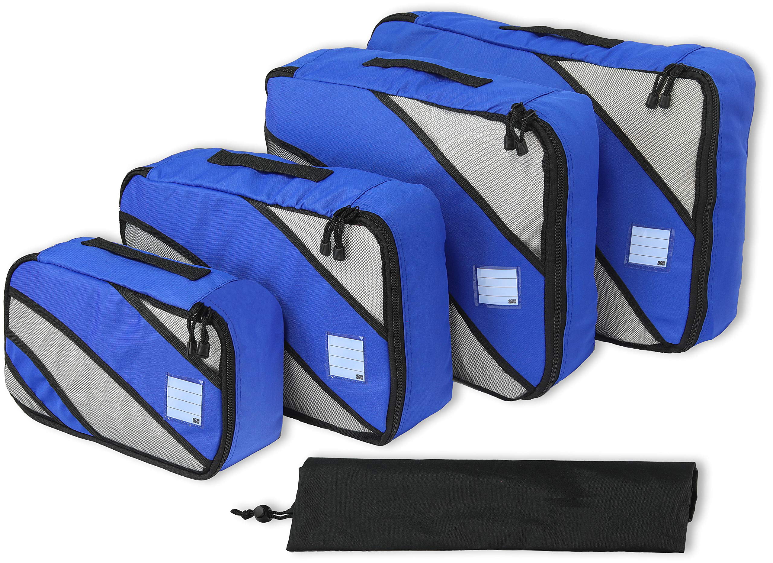 Blue Travel Packing Organizers with Laundry Bag - Set of 4