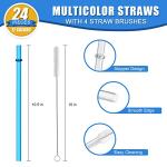 24 Reusable Colorful Straws with 4 Cleaning Brushes