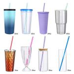 24 Reusable Colorful Straws with 4 Cleaning Brushes