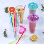 24 Reusable Colorful Straws with 4 Cleaning Brushes
