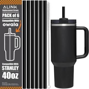 6 Pack Black Reusable Straws for Yeti Tumblers