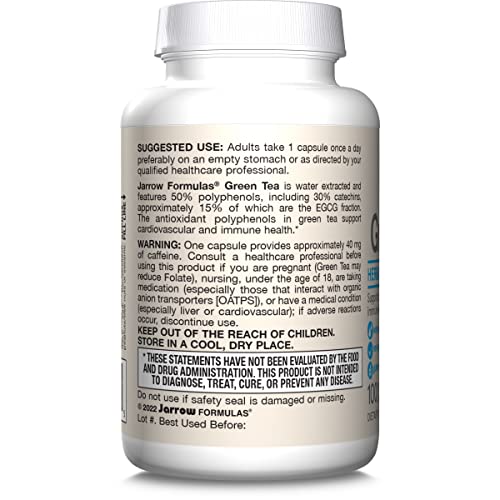Jarrow Formulas, Green Tea, 500 mg, 100 Veggie Caps