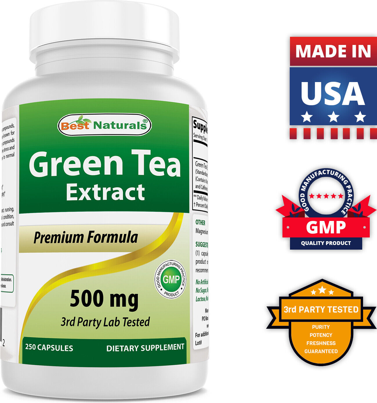 Green Tea Extract - 500mg, 250 Capsules