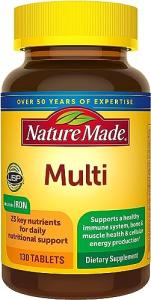 Nature Made Multivitamin Tablets with Iron, 130 Count
