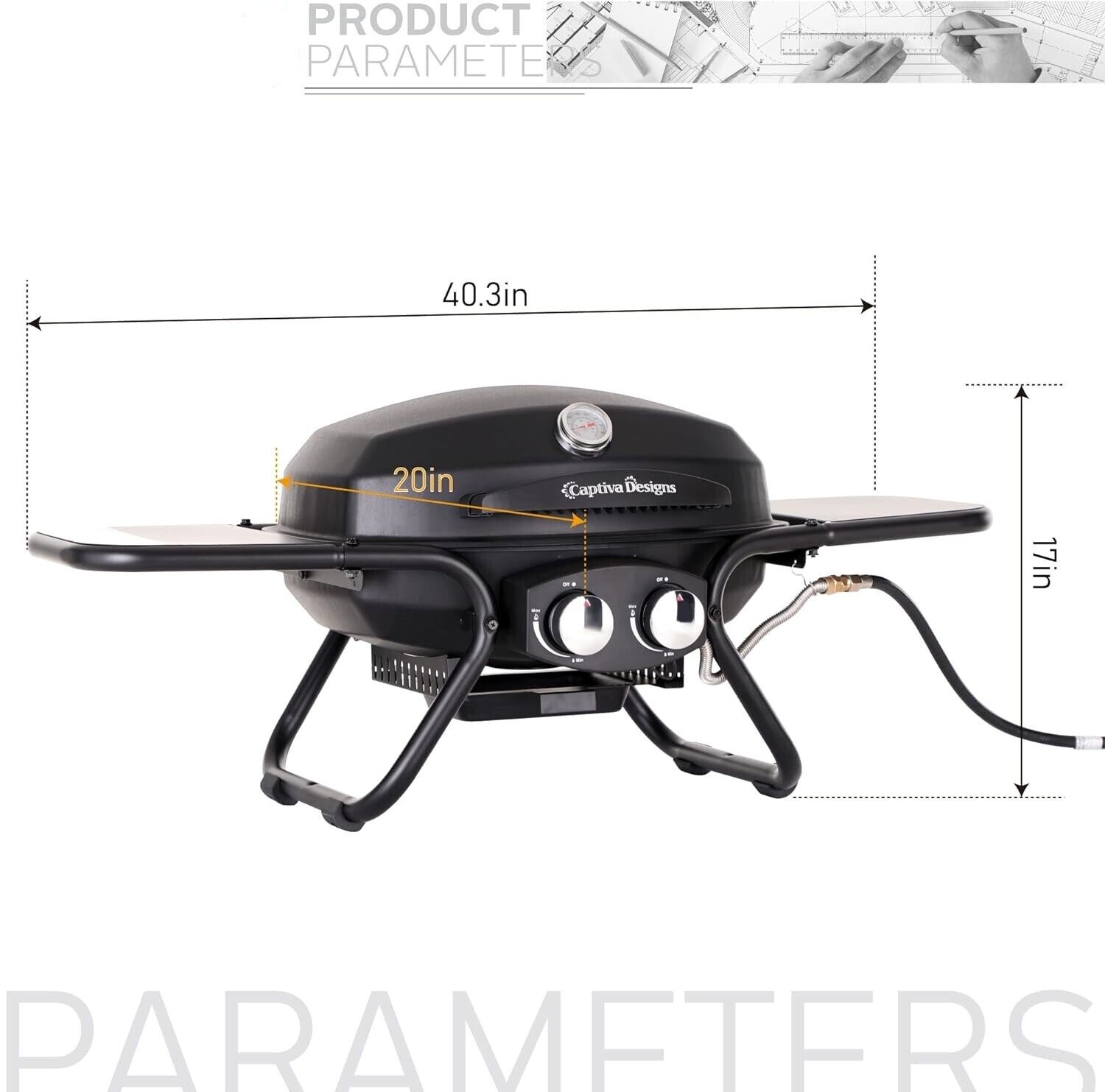 Portable 2-Burner Propane Gas BBQ Grill