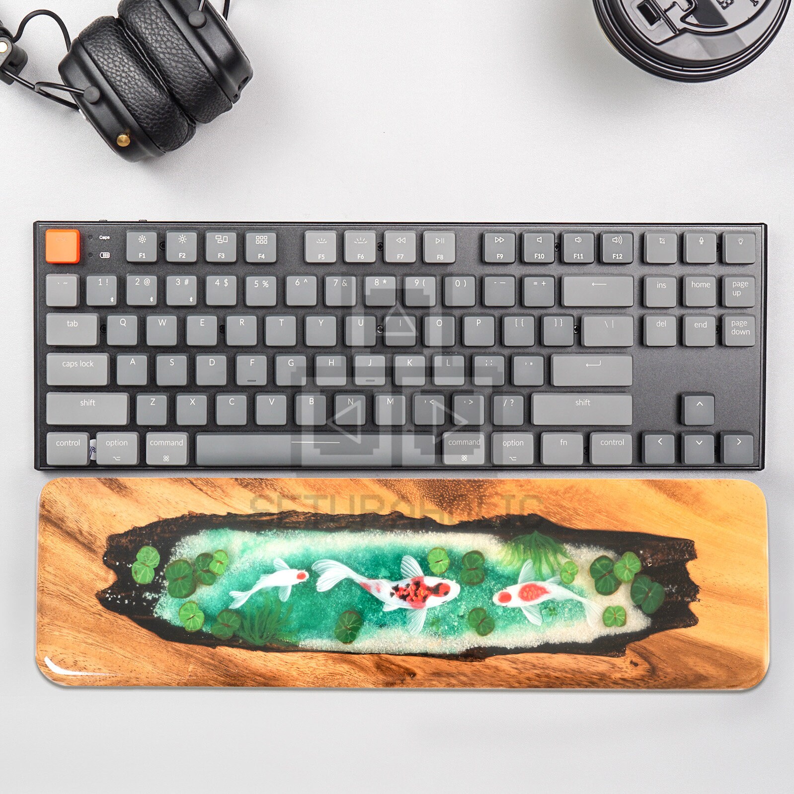 Koi Pond Resin Keyboard and Mouse Wrist Rest