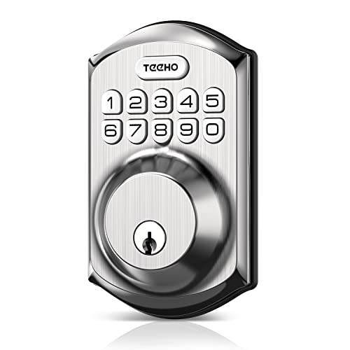TEEHO TE001 Keyless Entry Door Lock with Keypad - Smart Deadbolt Lock for Front Door with 2 Keys - Auto Lock - Easy Installation - Satin Nickel
