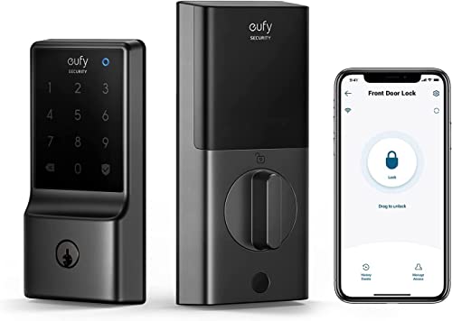 eufy Security Smart Lock C210, 5-in-1 Keyless Entry Door Lock, Built-in WiFi Deadbolt, Smart Door Lock, No Bridge Required, Easy Installation, Touchscreen Keypad, App Remote Control, BHMA Cert