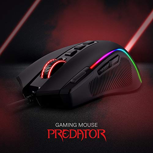 Redragon M612 Predator RGB Gaming Mouse, 8000 DPI Wired Optical Gamer Mouse with 11 Programmable Buttons & 5 Backlit Modes, Software Supports DIY Keybinds Rapid Fire Button