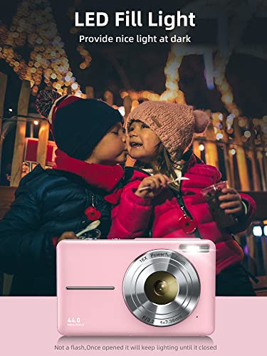Compact 44MP Pink Camera for Vlogging & More