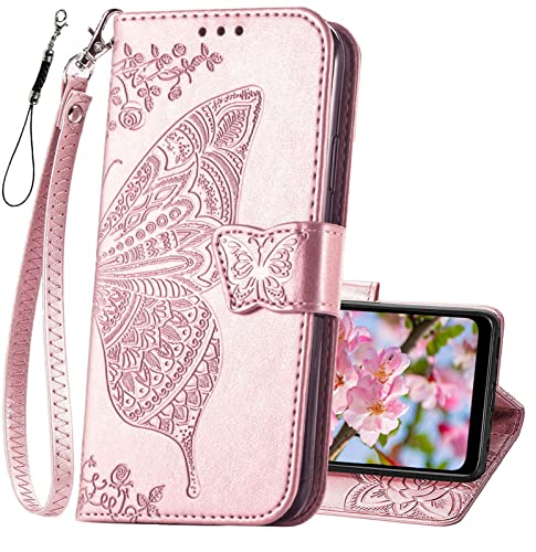 Rose Gold Butterfly Wallet Case for Moto G Pure