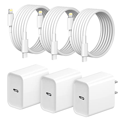 【Apple MFi Certified】 iPhone Fast Charger, 3+3Pack 20W USB C Wall Charger with 6FT Fast Charging Cable Compatible with iPhone 14/14 Pro/14 Pro Max/14 Plus/13/12/11/Pro/Pro Max/Mini/Xs Max/XR/X, iPad