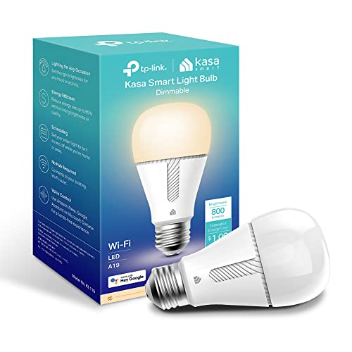 Kasa Smart Light Bulb KL110, LED Wi-Fi smart bulb works with Alexa and Google Home, A19 Dimmable, 2.4Ghz, No Hub Required, 800LM Soft White (2700K), 9W (60W Equivalent)