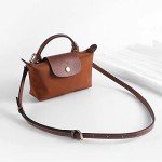 Stylish Brown-Gold Leather Shoulder Strap for Longchamp