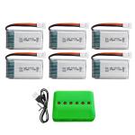 sea jump 6PCS 3.7V Lipo Battery 420mAh 25C with 6in1 Charger Molex Plug Compatible with Most RC Drone Quadcopters, Aerial Drones, Gliders, Robot Batteries