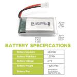 sea jump 6PCS 3.7V Lipo Battery 420mAh 25C with 6in1 Charger Molex Plug Compatible with Most RC Drone Quadcopters, Aerial Drones, Gliders, Robot Batteries