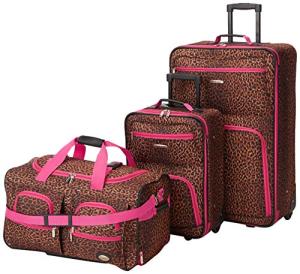 Rockland Vara Pink Leopard Luggage Set - 3 Pieces