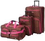 Rockland Vara Pink Leopard Luggage Set - 3 Pieces
