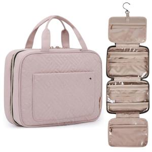 BAGSMART Water-resistant Travel Toiletry Bag - Baby Pink