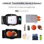 LONALIA 56L Black Travel Duffle Bag for Men