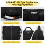 LONALIA 55L Men's Gym Duffle Bag - Black