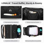 LONALIA 56L Black Travel Duffle Bag for Men