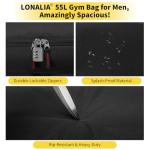 LONALIA 55L Men's Gym Duffle Bag - Black