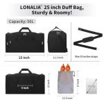 LONALIA 56L Black Travel Duffle Bag for Men