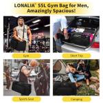 LONALIA 55L Men's Gym Duffle Bag - Black