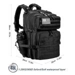 LHI 45L Tactical Backpack with Molle System - Black
