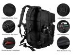 LHI 45L Tactical Backpack with Molle System - Black