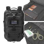 Black Tactical MOLLE Assault Backpack with USA Flag