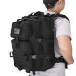Black Tactical MOLLE Assault Backpack with USA Flag