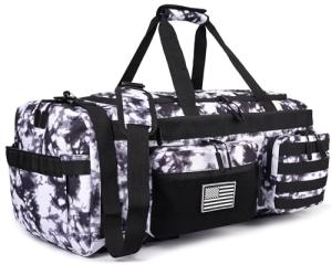 LHI 50L Tactical Duffle Bag - Black and White