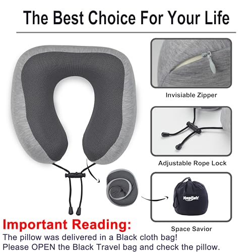 NAPFUN Travel Neck Pillow - 100% Memory Foam