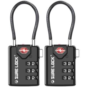 SURE LOCK TSA Approved Luggage Locks - 2 Pack