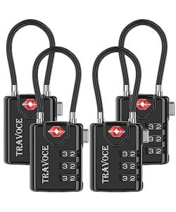 TSA Approved Luggage Locks - Black 4 Pack