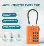 Anvil TSA 4-Digit Luggage Locks, Orange (2-Pack)