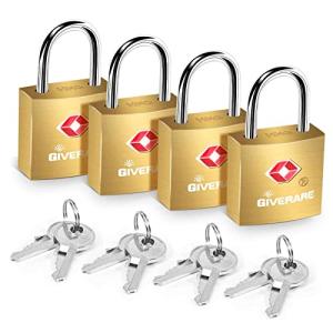 4 Pack TSA Approved Brass Luggage Locks