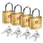 4 Pack TSA Approved Brass Luggage Locks
