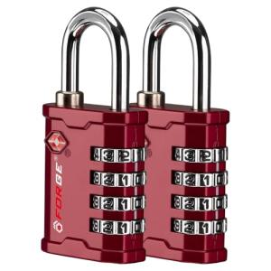 Forge TSA-Approved 4-Digit Combination Lock - Red 2-Pack