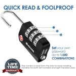 2 Pack TSA Luggage Locks - Keyless 3-Digit Padlocks