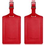 Travelambo Deep Red Faux Leather Luggage Tags 2 Pack