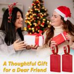 Travelambo Deep Red Faux Leather Luggage Tags 2 Pack